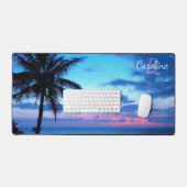 Tropical Island Beach Aqua Blue Ocean Pink Sunset Bureaumat (Keyboard & Muis)