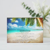 Tropical Island Beach Bruiloft Accommodatie Kaarte Informatiekaartje (Staand voorkant)