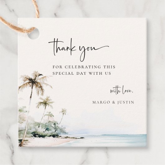 Tropical Island Beach Bruiloft Bedankjes Labels (Voorkant)