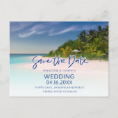 Tropical Island Beach Bruiloft Save the Date Aankondigingskaart (Voorkant)