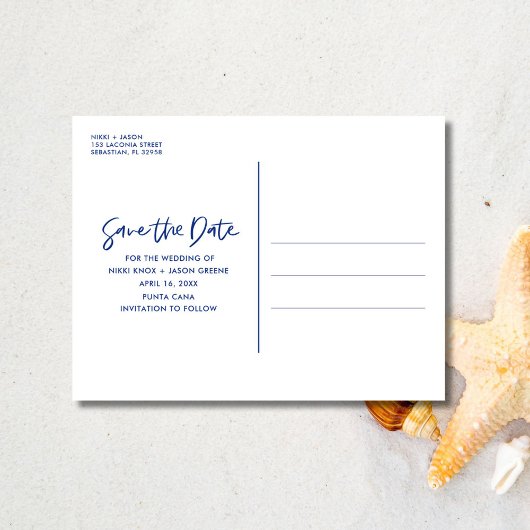 Tropical Island Beach Bruiloft Save the Date Aankondigingskaart