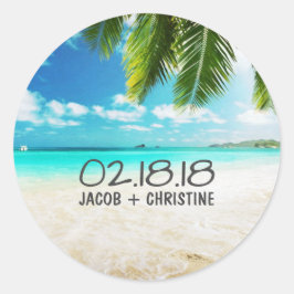 Tropical Island Beach Bruiloft Stickers