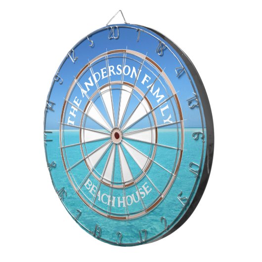 Tropical Island Beach House Familienaam Dartbord (Voorkant Rechts)