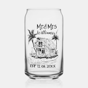 Tropical Island Beach Hut naam Est Mr en Mrs Blikvorm Glas