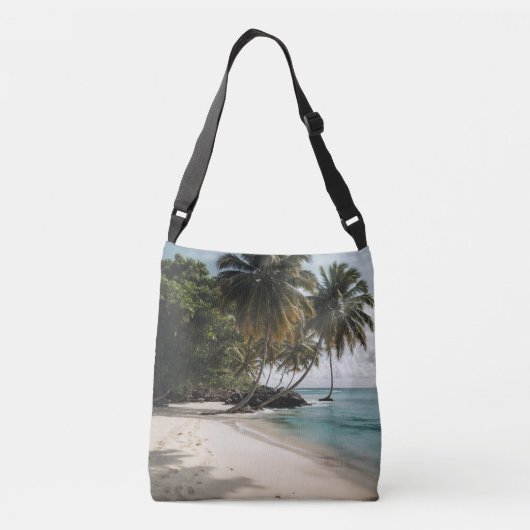 Tropical Island Beach Ocean Green Blue Foto Crossbody Tas (Achterkant)