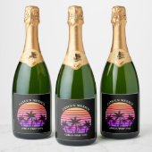 Tropical Island Beach Palm Tree Party Champagne Sparkling Wijnetiket (Flessen)