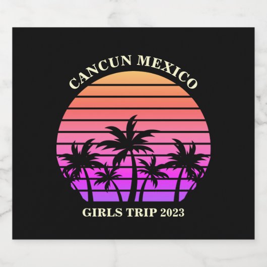 Tropical Island Beach Palm Tree Party Champagne Sparkling Wijnetiket (Enkel label)