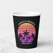 Tropical Island Beach Palm Tree Roze Black Party Papieren Bekers (Achterkant)