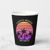 Tropical Island Beach Palm Tree Roze Black Party Papieren Bekers (Voorkant)