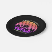 Tropical Island Beach Palm Tree Roze Black Party Papieren Bordje (Gekanteld)