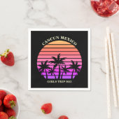 Tropical Island Beach Palm Tree Roze Black Party Servet (Insitu)