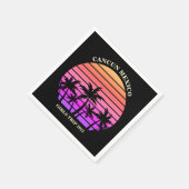 Tropical Island Beach Palm Tree Roze Black Party Servet (Hoek)