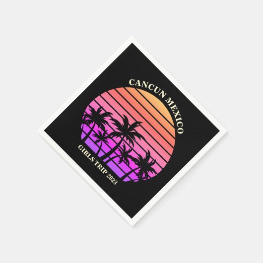 Tropical Island Beach Palm Tree Roze Black Party Servet (Hoek)