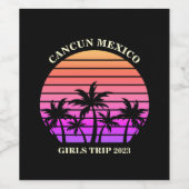 Tropical Island Beach Palm Tree Roze Black Party Wijn Etiket (Enkel label)