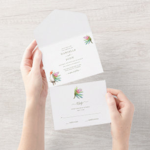 Tropical Island Beach Paradise Wedding RSVP All In One Uitnodiging