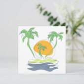 Tropical island beach scenery. Outline palm tree   Kaart (Staand voorkant)