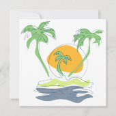 Tropical island beach scenery. Outline palm tree   Kaart (Voorkant)