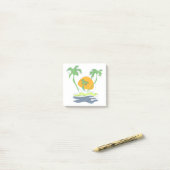 Tropical island beach scenery. Outline palm tree  Post-it® Notes (Op bureau)