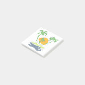 Tropical island beach scenery. Outline palm tree  Post-it® Notes (Schuin)