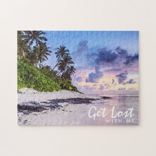 Tropical Island Beach Sunset verdwalen Legpuzzel (Horizontaal)
