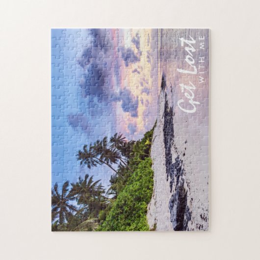 Tropical Island Beach Sunset verdwalen Legpuzzel (Verticaal)