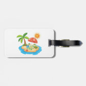 Tropical Island Beach Turtle Palm Tree Picnic Bagagelabel (Achterkant horizontaal)