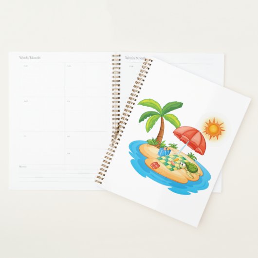 Tropical Island Beach Turtle Palm Tree Picnic Planner (Display)