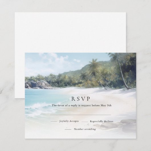 Tropical Island Beach Wedding RSVP (Voorkant / Achterkant)