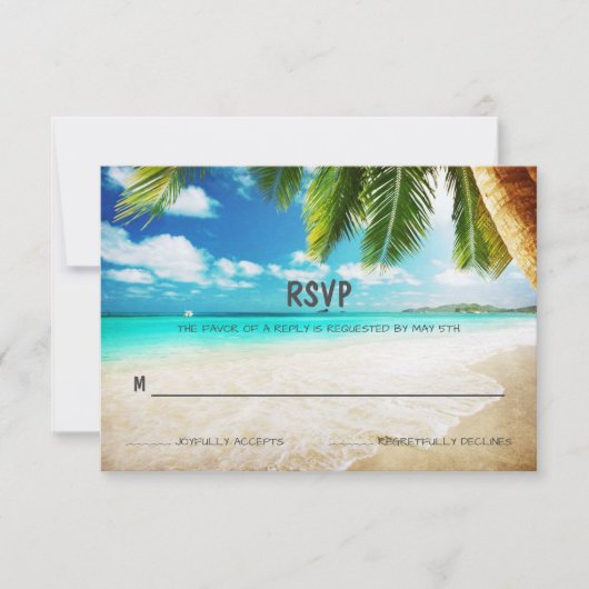 Tropical Island Beach Wedding RSVP-kaart RSVP Kaartje (Voorkant)