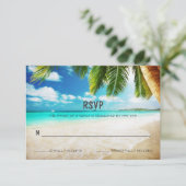 Tropical Island Beach Wedding RSVP-kaart RSVP Kaartje (Staand voorkant)