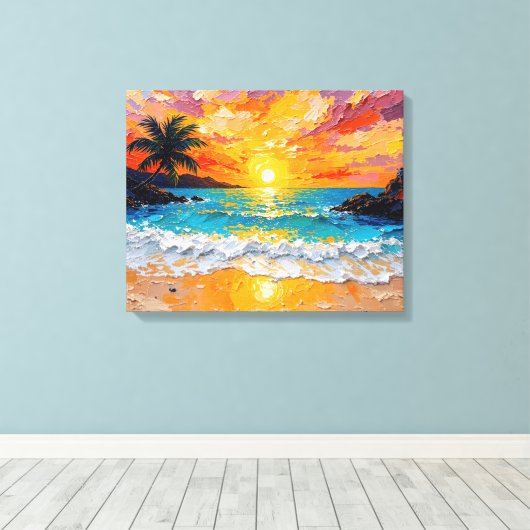 Tropical Island Beach Wrapped Canvas | kustijs (Insitu (Houten vloer))