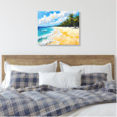 Tropical Island Beach Wrapped Canvas | kustijs Afdruk (Insitu (Slaapkamer))