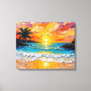 Tropical Island Beach Wrapped Canvas kustijs Afdruk