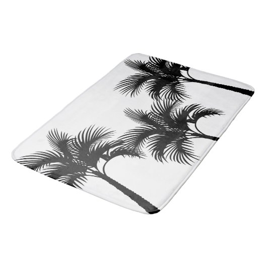 Tropical Island Black Palm Trees Silhouette Badmat (Gekanteld)