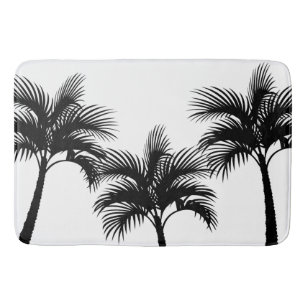 Tropical Island Black Palm Trees Silhouette Badmat