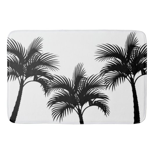 Tropical Island Black Palm Trees Silhouette Badmat (Voorkant)