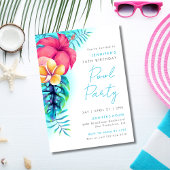 Tropical Island Bloemen Zwembad Party Verjaardag A Kaart