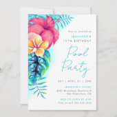 Tropical Island Bloemen Zwembad Party Verjaardag A Kaart (Voorkant)