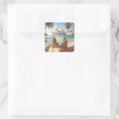 Tropical Island Briefkaart in een envelop Vierkante Sticker (Tas)