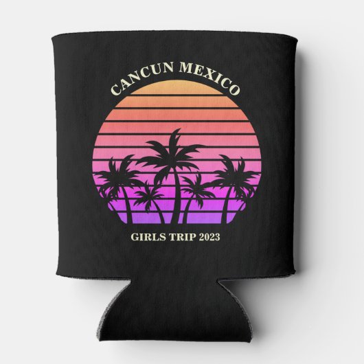 Tropical Island Custom Beach Palm Tree Meisjes Tri Blikjeskoeler (Achterkant)