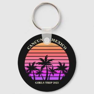 Tropical Island Custom Beach Palm Tree Meisjes Tri Sleutelhanger