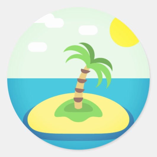 Tropical Island Emoji Ronde Sticker (Voorkant)