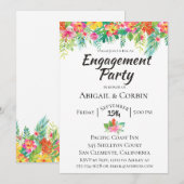 Tropical Island Floral Engagement Party Uitnodigin Kaart (Voorkant / Achterkant)