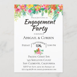 Tropical Island Floral Engagement Party Uitnodigin Kaart