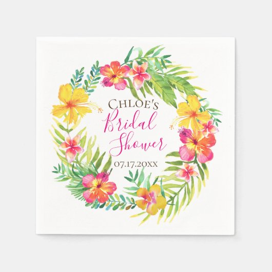Tropical Island Floral krans gepersonaliseerd Servet (Voorkant)