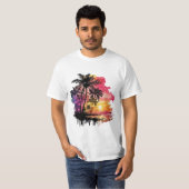 Tropical island landscape at dusk t-shirt (Voorkant volledig)