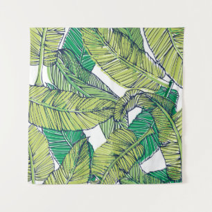 tropical island leaf illustration/vintage wandkleed