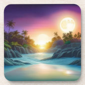 Tropical Island Moonlight Onderzetter (Voorkant)