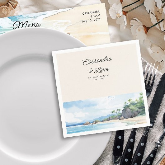 Tropical Island Ocean Beach Bruiloft Servet