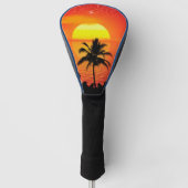 Tropical Island Ocean Sunset Palm Tree Beach Golfheadcover (Voorkant)